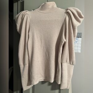 Express Elegant Cream Sweater with Puff Sleeves